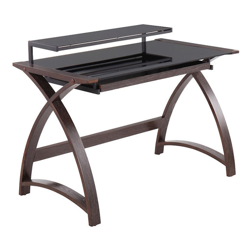 LumiSource Bentley Office Desk in Dark Grey Wood/Black Glass - OFD-BENTLEYDGYBK
