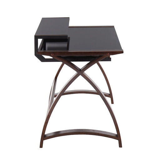 LumiSource Bentley Office Desk in Dark Grey Wood/Black Glass