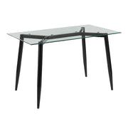 LumiSource Clara Table in Black Metal/Clear Glass - OFD-CLARABKCL