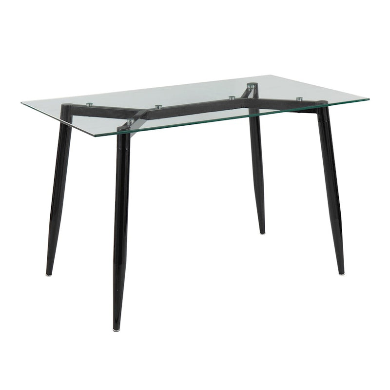 LumiSource Clara Table in Black Metal/Clear Glass - OFD-CLARABKCL