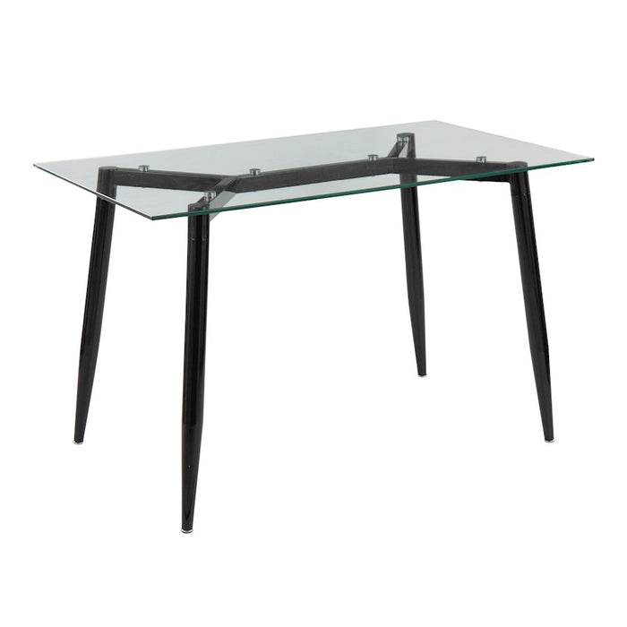 LumiSource Clara Table in Black Metal/Clear Glass - OFD-CLARABKCL