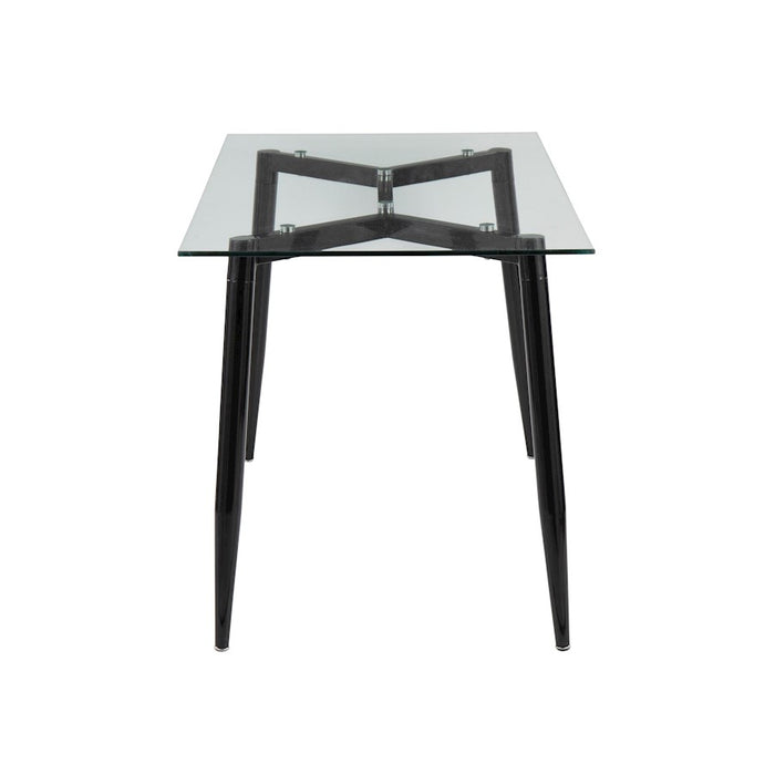 LumiSource Clara Table in Black Metal/Clear Glass