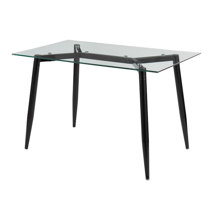 LumiSource Clara Table in Black Metal/Clear Glass