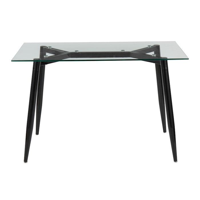 LumiSource Clara Table in Black Metal/Clear Glass
