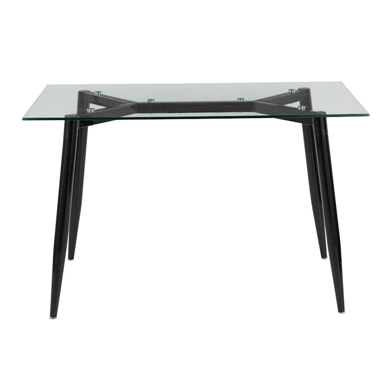 LumiSource Clara Table in Black Metal/Clear Glass
