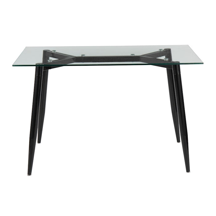 LumiSource Clara Table in Black Metal/Clear Glass