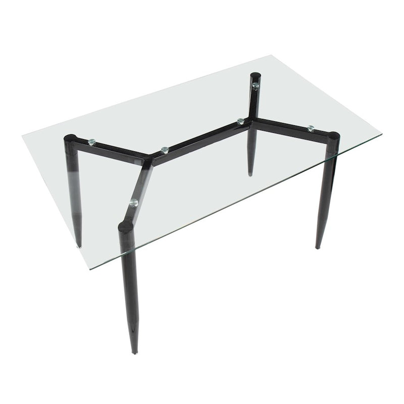 LumiSource Clara Table in Black Metal/Clear Glass