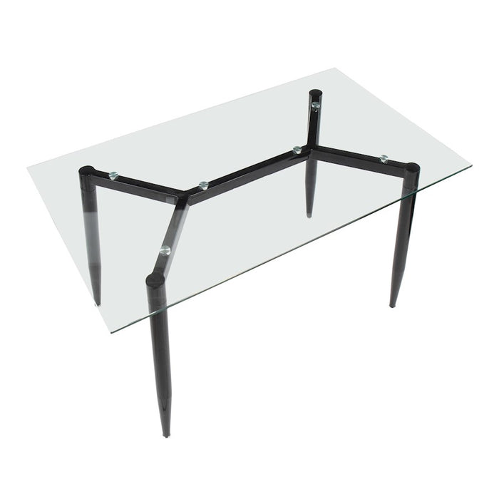 LumiSource Clara Table in Black Metal/Clear Glass