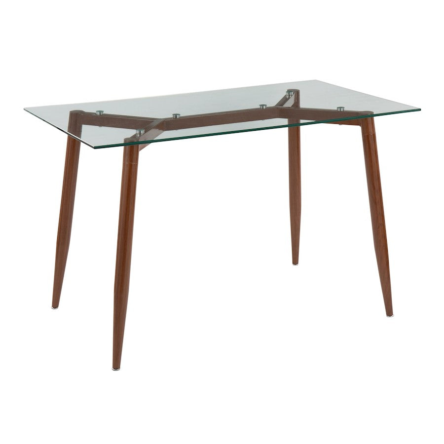 LumiSource Clara Table in Walnut Metal/Clear Glass - OFD-CLARAWLCL