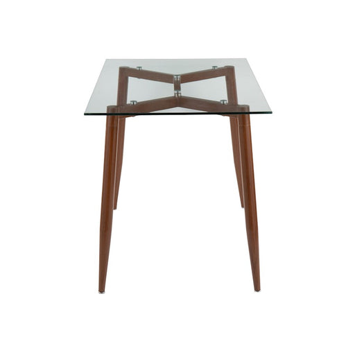 LumiSource Clara Table in Walnut Metal/Clear Glass