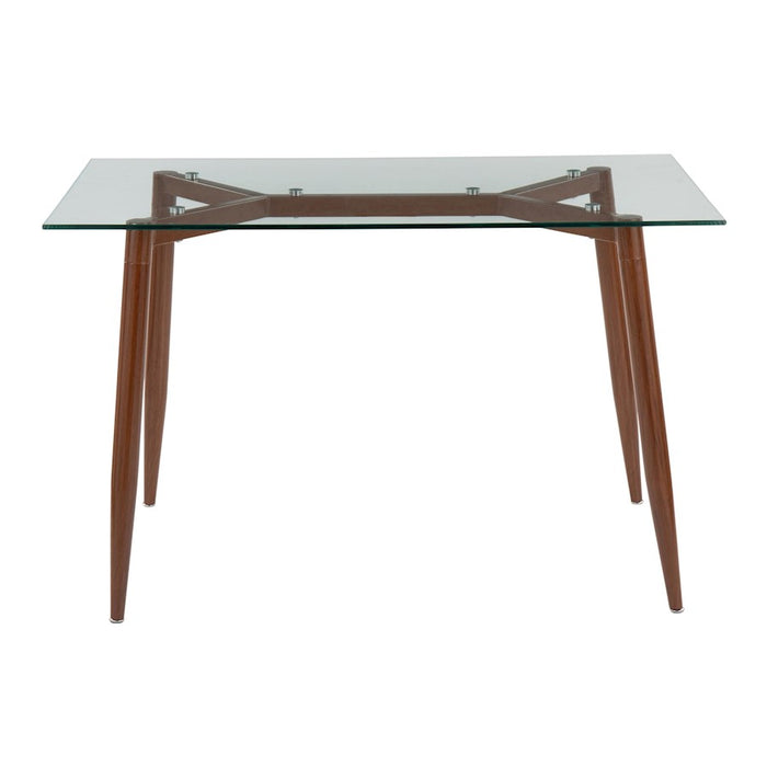LumiSource Clara Table in Walnut Metal/Clear Glass