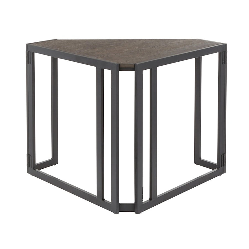 LumiSource Roman Corner Desk, Black Metal/Espresso Bamboo