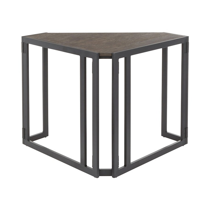 LumiSource Roman Corner Desk, Black Metal/Espresso Bamboo