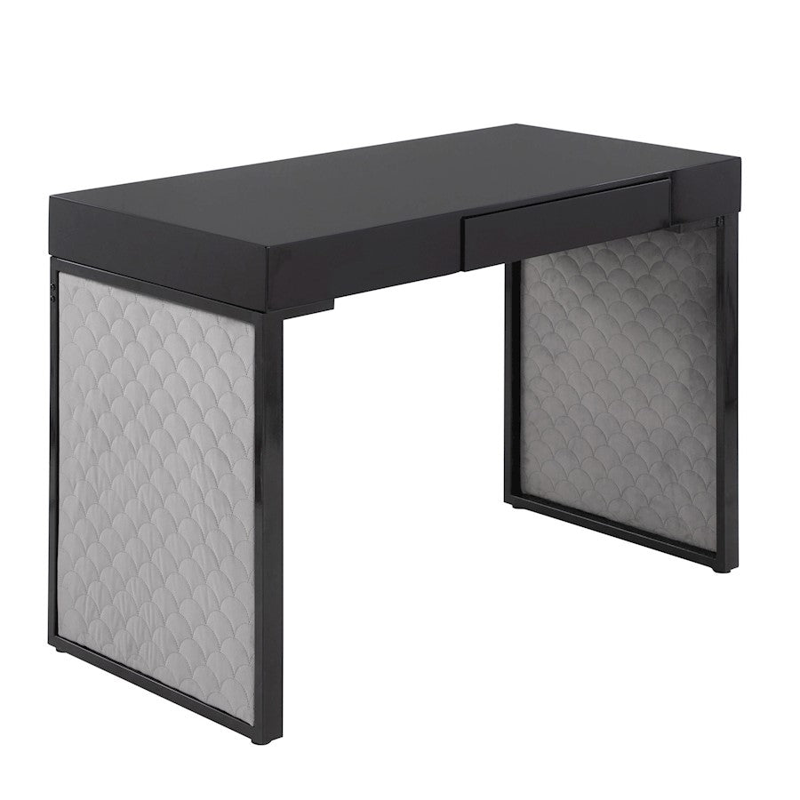 LumiSource Drift Upholstered Desk, Black/Silver - OFD-DRIFTUPBKBKSV