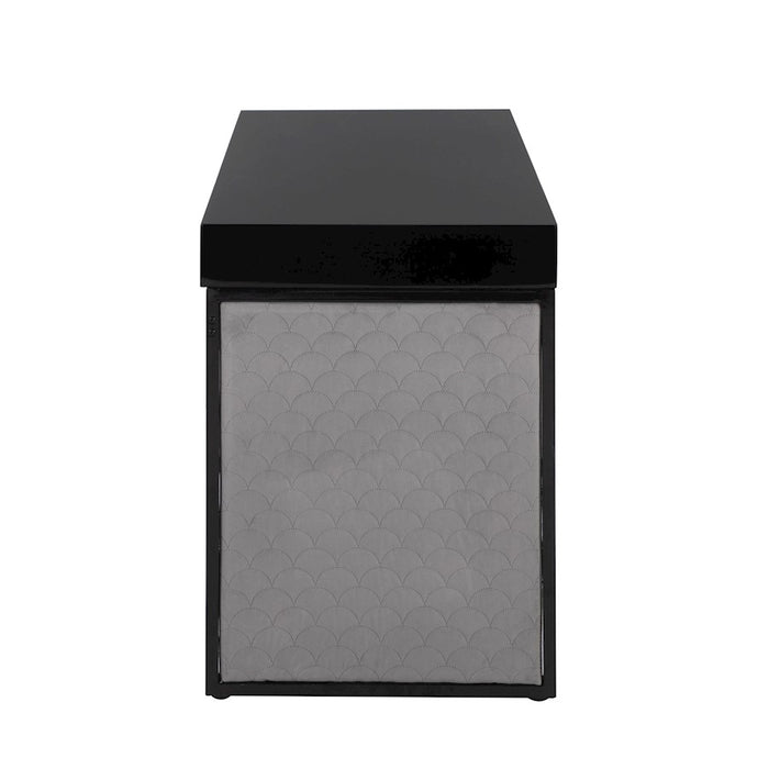 LumiSource Drift Upholstered Desk, Black/Silver