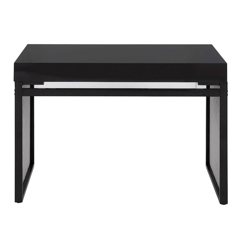 LumiSource Drift Upholstered Desk | Black Steel & Silver Velvet | Home Office & Study Desk | 43 x 22 x 30 in | Model OFD-DRIFTUPBKBKSV