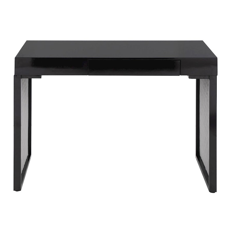 LumiSource Drift Upholstered Desk | Black Steel & Silver Velvet | Home Office & Study Desk | 43 x 22 x 30 in | Model OFD-DRIFTUPBKBKSV