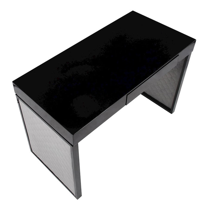 LumiSource Drift Upholstered Desk, Black/Silver
