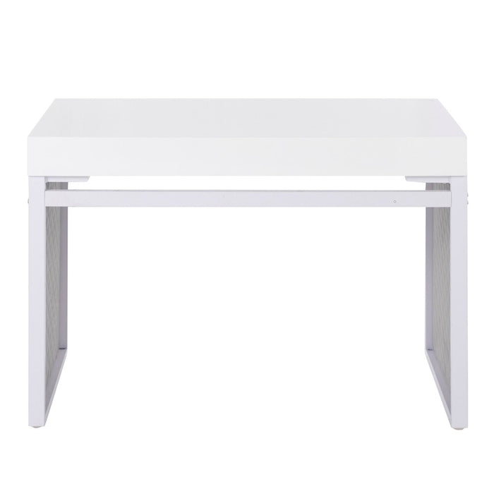 LumiSource Drift Upholstered Desk, White/Silver