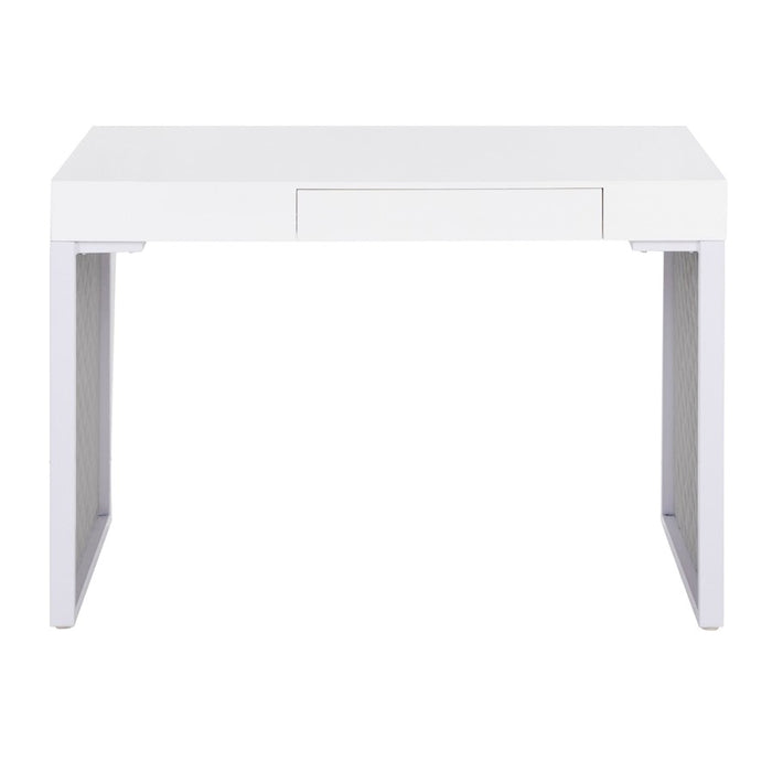 LumiSource Drift Upholstered Desk, White/Silver