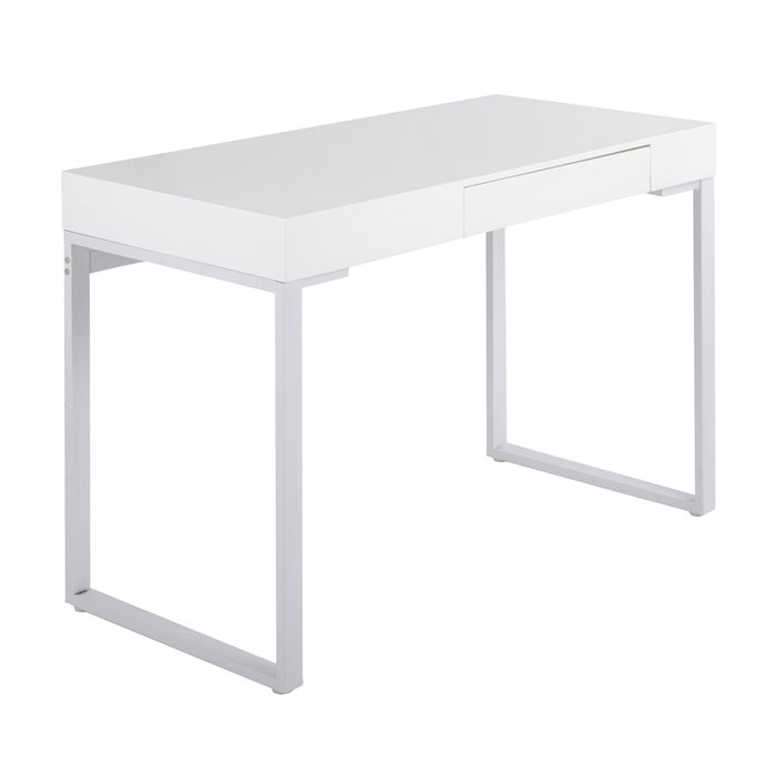 LumiSource Drift Desk in White Steel/White MDF - OFD-DRIFTWW