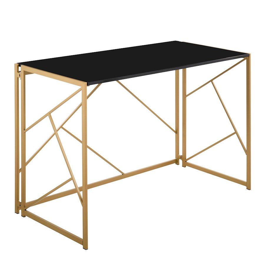 LumiSource Folia Desk in Gold Steel/Black MDF - OFD-FOLIAAUBK