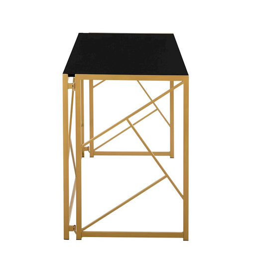 LumiSource Folia Desk in Gold Steel/Black MDF