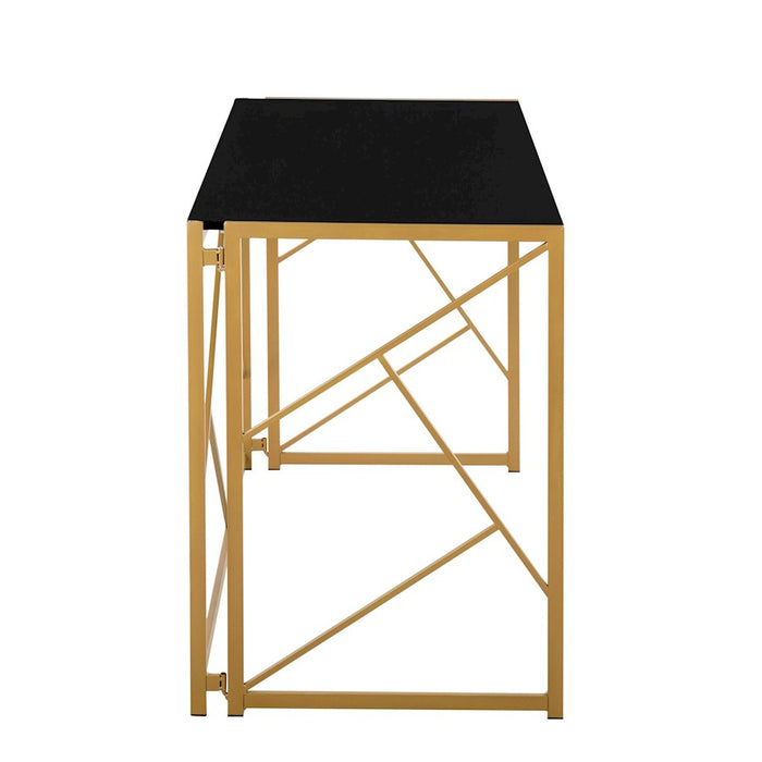 LumiSource Folia Desk in Gold Steel/Black MDF