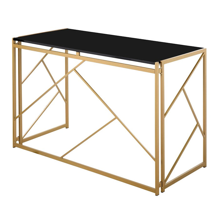 LumiSource Folia Desk in Gold Steel/Black MDF