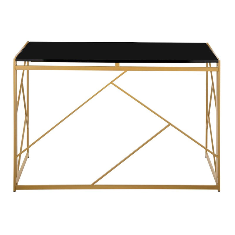 LumiSource Folia Desk in Gold Steel/Black MDF