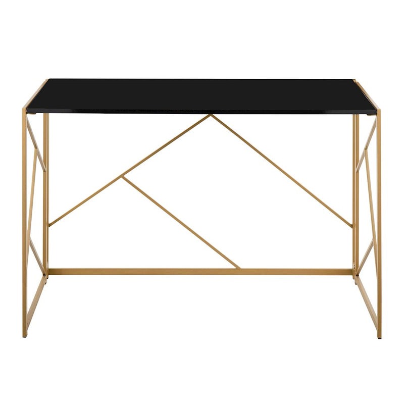 LumiSource Folia Desk in Gold Steel/Black MDF