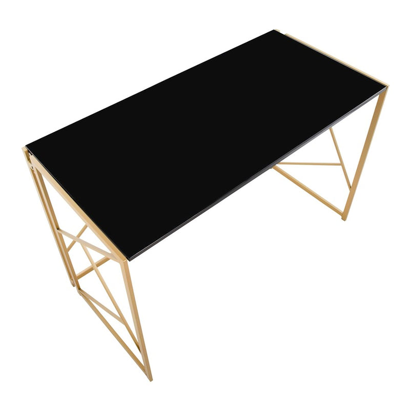 LumiSource Folia Desk in Gold Steel/Black MDF