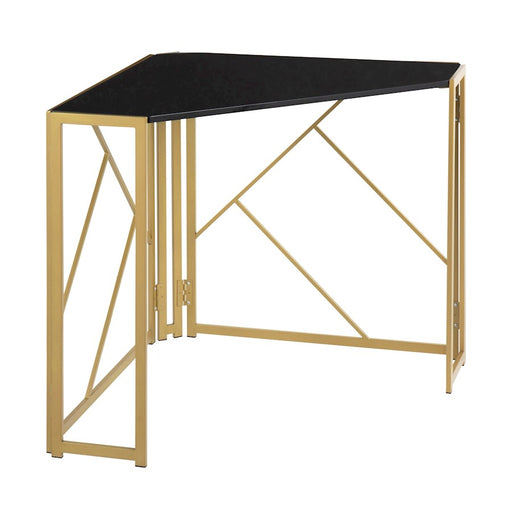 LumiSource Folia Corner Desk in Gold Metal/Black MDF - OFD-FOLIACNRAUBK
