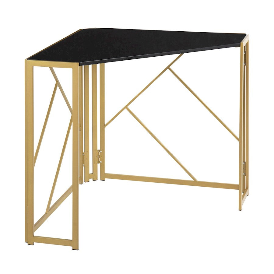LumiSource Folia Corner Desk in Gold Metal/Black MDF - OFD-FOLIACNRAUBK