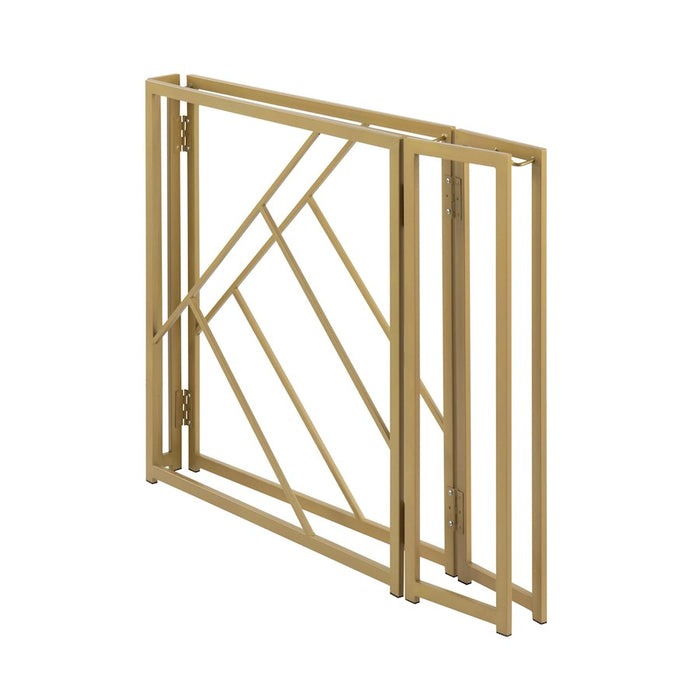 LumiSource Folia Corner Desk in Gold Metal/Black MDF