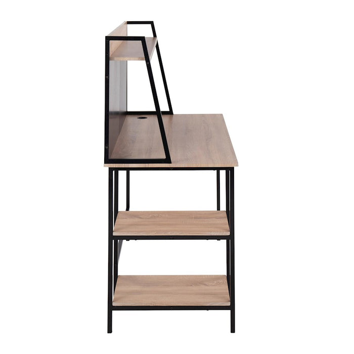 LumiSource Geo Shelf Desk in Black Steel/Natural MDF