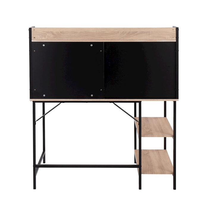LumiSource Geo Shelf Desk in Black Steel/Natural MDF