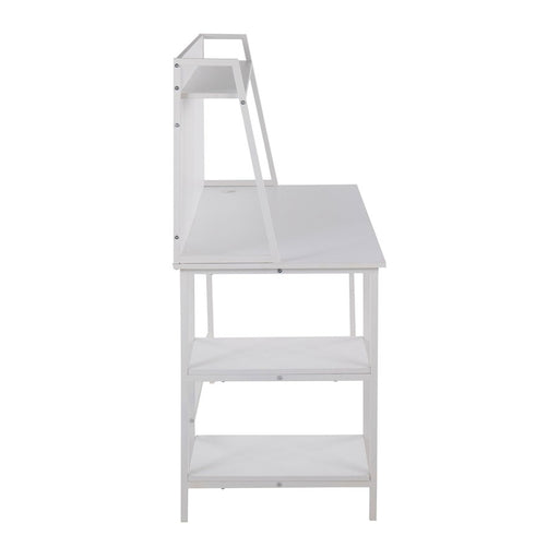 LumiSource Geo Shelf Desk in White Steel/White MDF