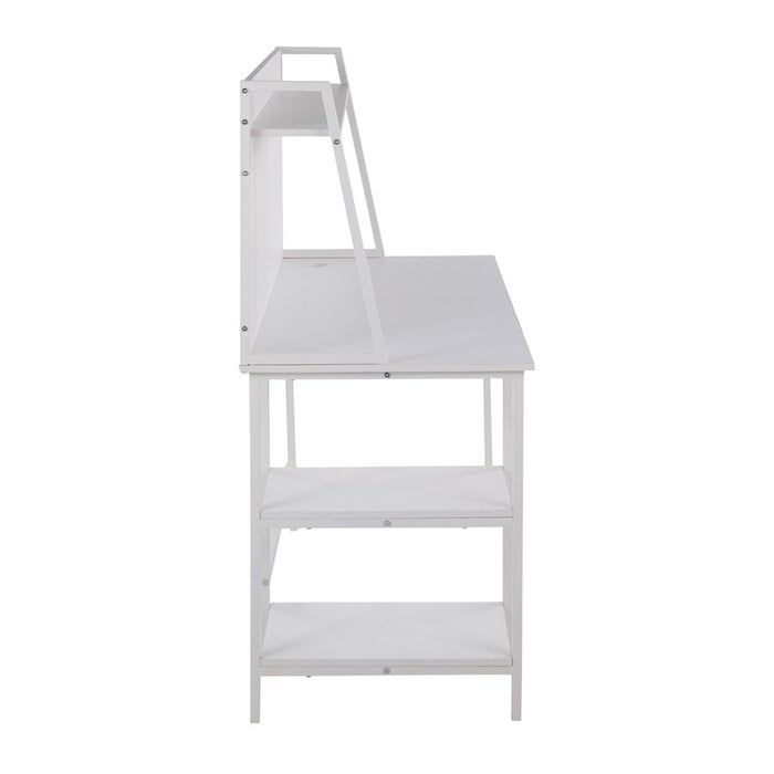 LumiSource Geo Shelf Desk in White Steel/White MDF