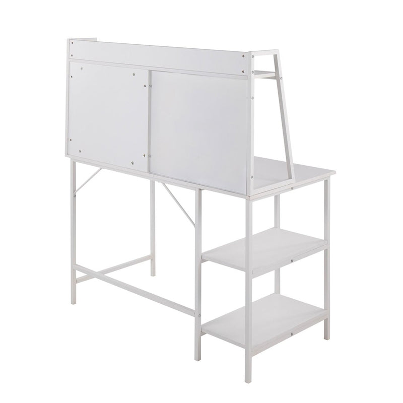 LumiSource Geo Shelf Desk 47in White Steel/White MDF | Contemporary Office Desk with Shelves | Home Office & Study | Model OFD-GEOSHFWW