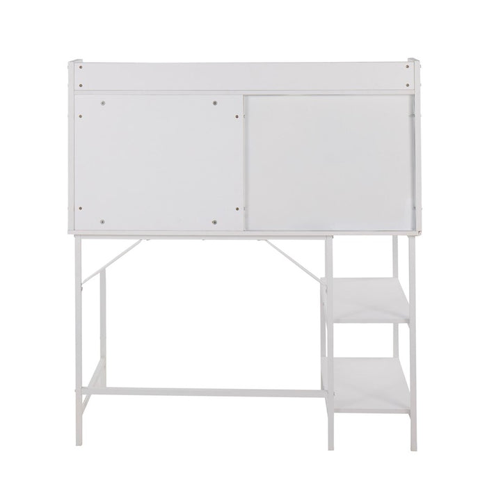 LumiSource Geo Shelf Desk in White Steel/White MDF