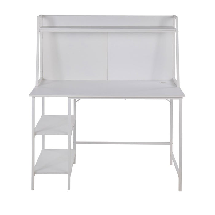 LumiSource Geo Shelf Desk in White Steel/White MDF