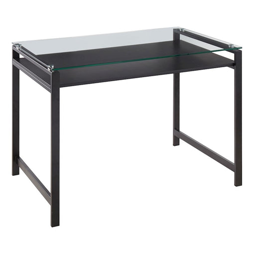 LumiSource Hover Desk, Black Steel/Clear Glass - OFD-HOVERBKBK