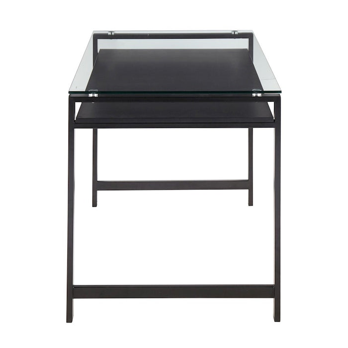 LumiSource Hover Desk, Black Steel/Clear Glass
