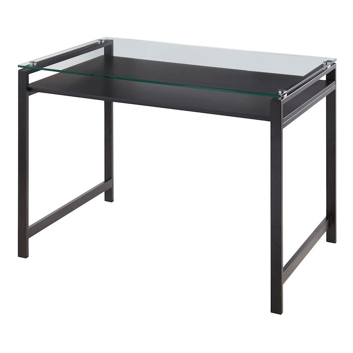 LumiSource Hover Desk, Black Steel/Clear Glass