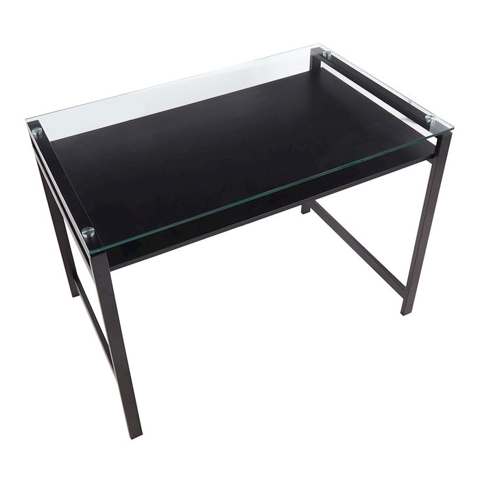 LumiSource Hover Desk, Black Steel/Clear Glass