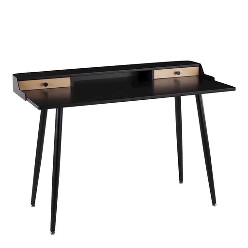 LumiSource Harvey Desk in Black Steel/Black Wood/Natural Wood - OFD-HRVYBKNA