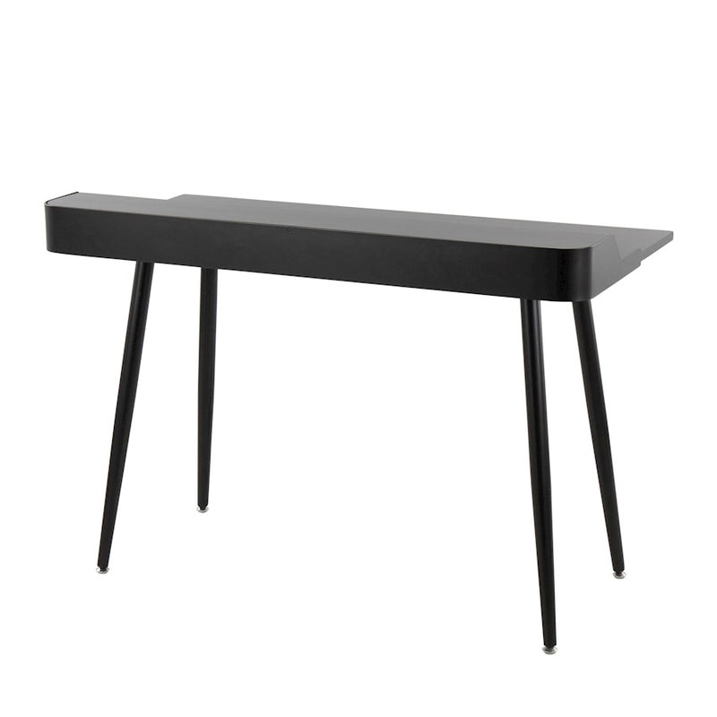 LumiSource Harvey Desk 48in Black Steel/Black Wood/Natural Wood | Mid-Century Modern Desk with Drawers | Home Office & Study | Model OFD-HRVYBKNA