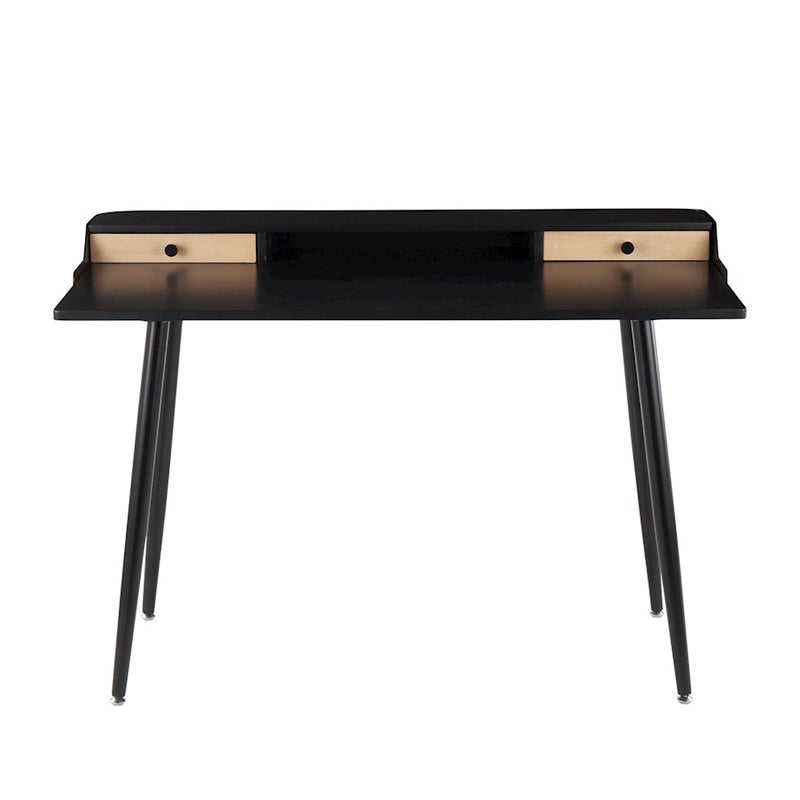 LumiSource Harvey Desk in Black Steel/Black Wood/Natural Wood
