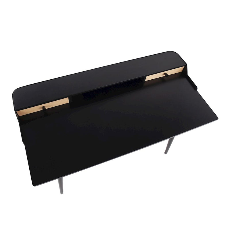 LumiSource Harvey Desk 48in Black Steel/Black Wood/Natural Wood | Mid-Century Modern Desk with Drawers | Home Office & Study | Model OFD-HRVYBKNA